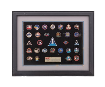 FRAMED GROUP OF NASA SPACE SHUTTLE PINS SERIES 2