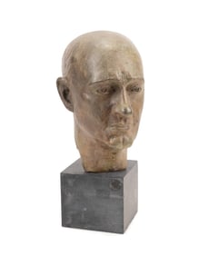BRONZE BUST OF A BALD MAN, JOHN W. MILLS STYLE