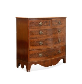 19TH C. SHERATON MAHOGANY INLAID CHEST OF DRAWERS