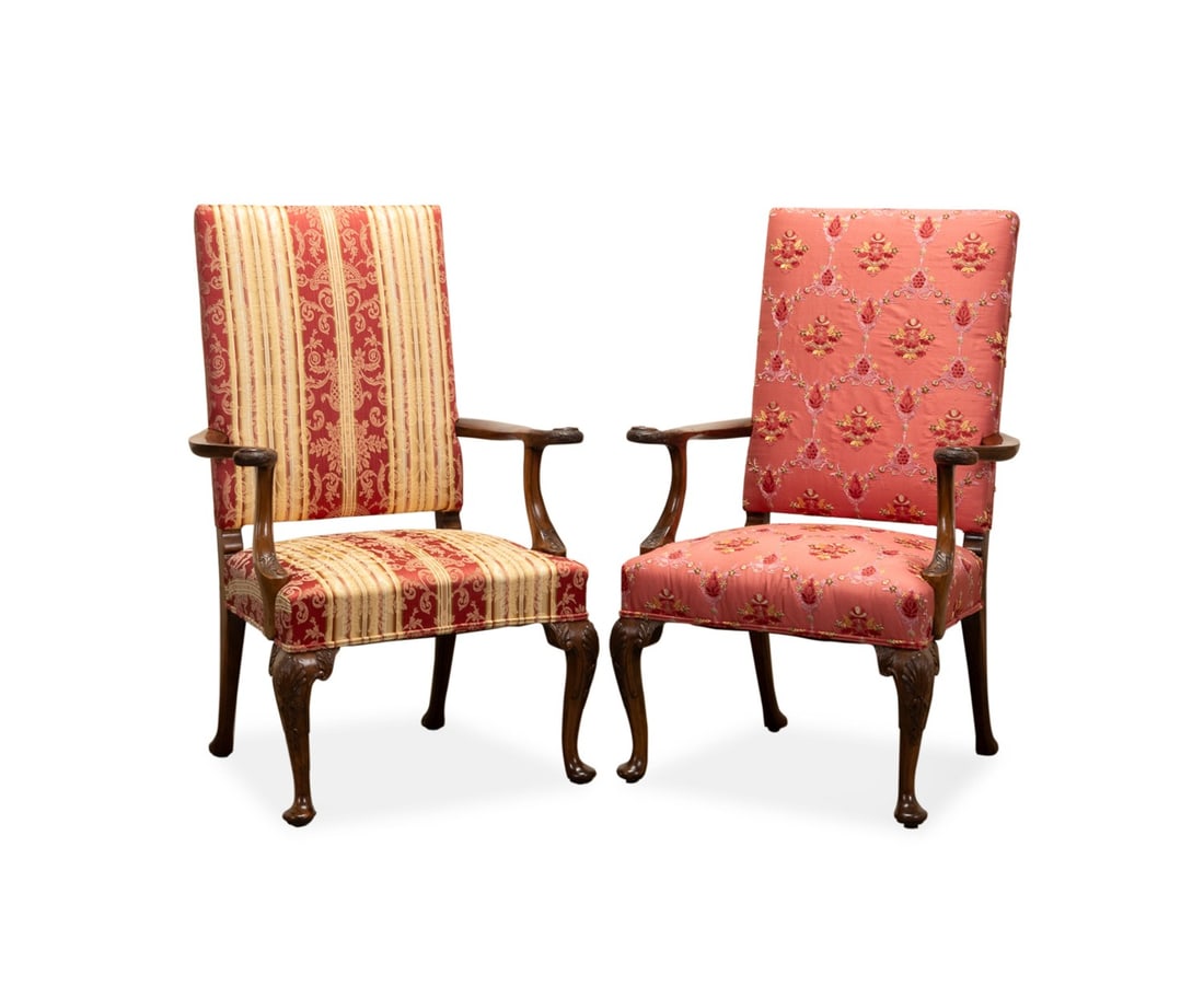 C. 1900, PAIR OF GEORGIAN UPHOLSTERED ARM CHAIRS (1 of 6)