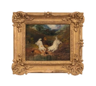 GEORGE ARMFIELD, THREE TERRIERS HUNTING, O/C