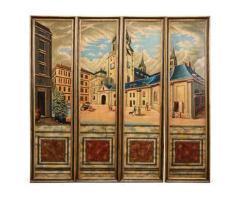 THEODORE ALEXANDER, 4 EUROPEAN CITY SCENE PANELS