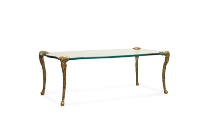 MANNER P. E. GUERIN, GLASS & BRASS COCKTAIL TABLE