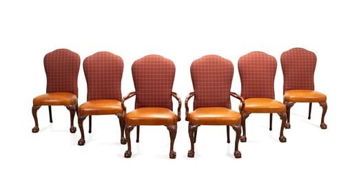 RALPH LAUREN, SIX GEORGE II STYLE DINING CHAIRS