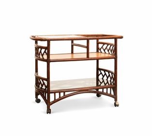 RATTAN FAUX FINISHED BAR CART, MANNER FICKS REED