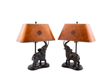 MAITLAND-SMITH, PAIR OF BRONZE ELEPHANT LAMPS