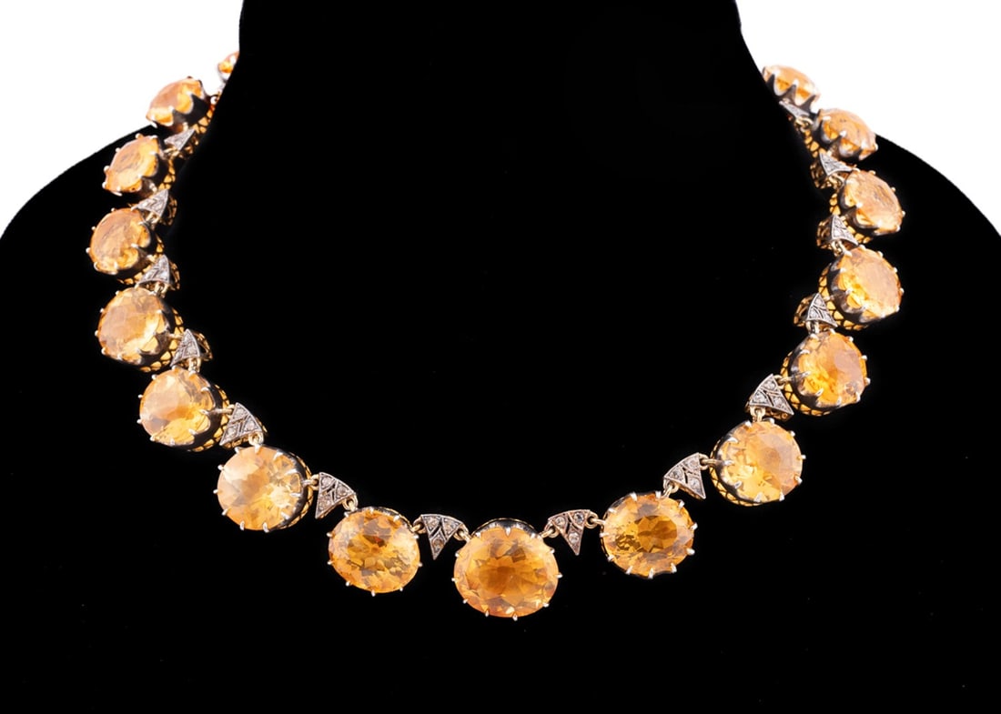 110CTW CITRINE AND DIAMOND RIVIERE NECKLACE (1 of 7)