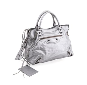 BALENCIAGA SILVER LEATHER 'CLASSIC CITY' BAG
