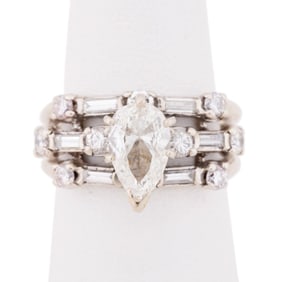 PEAR DIAMOND 14K WHITE GOLD WEDDING SET
