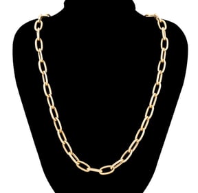 18K YG POLISHED & TEXTURED LINK CHAIN NECKLACE