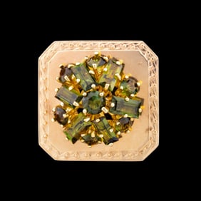 RON WHITE TOURMALINE & 14K YG NECKLACE PENDANT