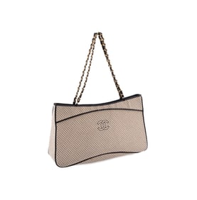 CHANEL BEIGE COTTON QUILTED 'COCO' CC TOTE BAG