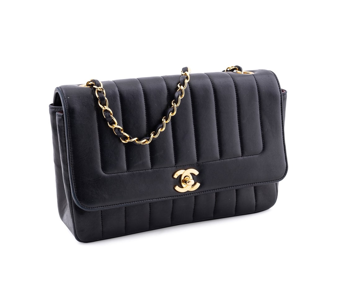 CHANEL BLACK LAMBSKIN MADEMOISELLE FLAP CHAIN BAG (1 of 12)