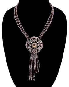 DIAMOND & MULTI-GEM PENDANT TORSADE NECKLACE