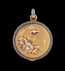 DIAMOND FLORAL 18K YELLOW GOLD LOCKET PENDANT