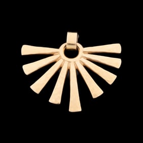 14K YG HALF SUNBURST NECKLACE PENDANT