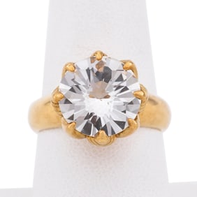 PALE YELLOW SAPPHIRE LOTUS LEAF MOTIF 18K YG RING