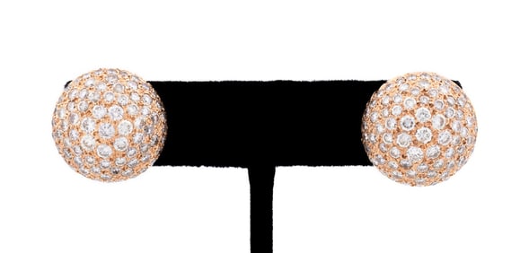 7.5 CTW DIAMOND PAVE DOME 14K YG EARRINGS