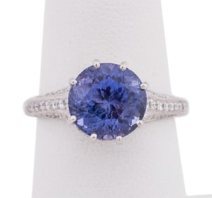 5.04CT PURPLE SAPPHIRE & DIAMOND PLATINUM RING