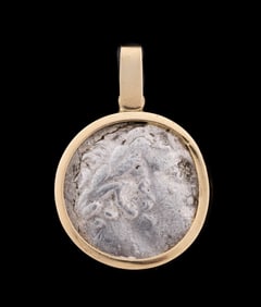 PHOENICIAN TYRE HALF SHEKEL IN A 18K YG PENDANT