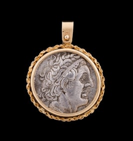 KING OF EGYPT ANCIENT COIN IN A 18K YG BEZEL