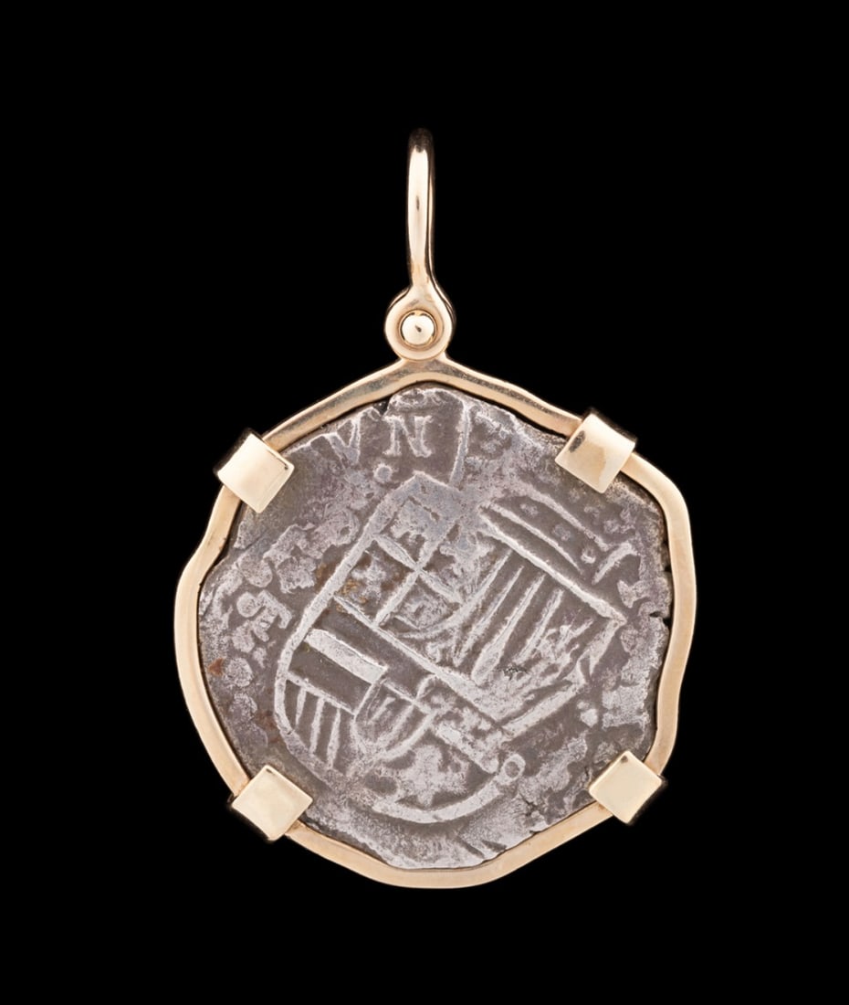 ATOCHA STYLE SILVER COIN PENDANT, IN 14K YG (1 of 4)
