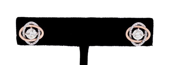 MODERN 1.27CTW DIAMOND STUD TWO-TONE EARRINGS