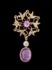 6.70CT PURPLE SAPPHIRE & DIAMOND PIN PENDANT