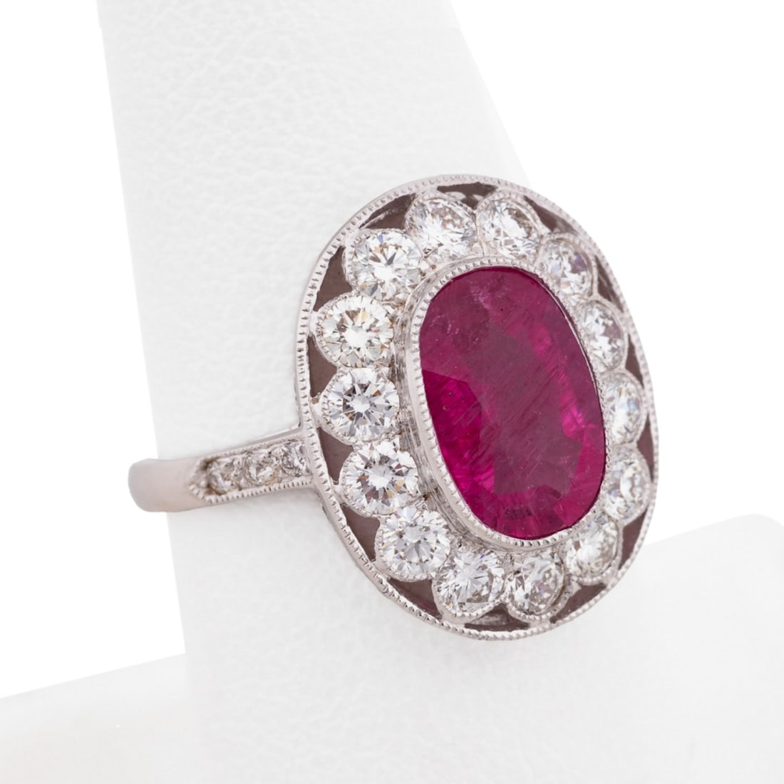 3.25CT PINK TOURMALINE & DIAMOND 18K WG RING (1 of 6)
