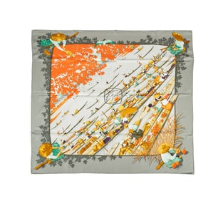 HERMES 'MARCHE FLOTTANT DU LAC INLE' SCARF, 1998