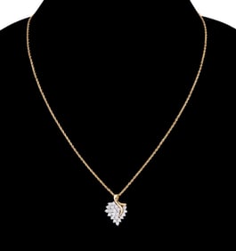 DIAMOND CLUSTER NECKLACE W/ 14K YG
