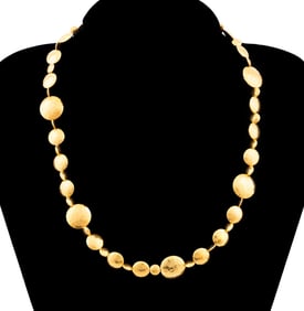 20K YELLOW GOLD HAMMERED DISC LINK NECKLACE