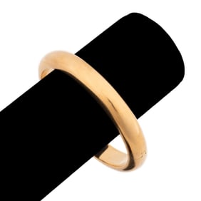 POLISHED HOLLOW HINGED 18K YELLOW GOLD BANGLE