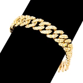 YELLOW SAPPHIRE PAVE SET 18K YG LINK BRACELET
