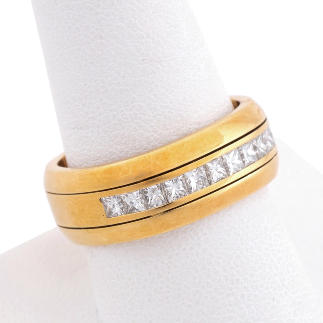 CHANNEL SET DIAMONDS IN 18K YG SQUARE BAND RING (1 of 7)