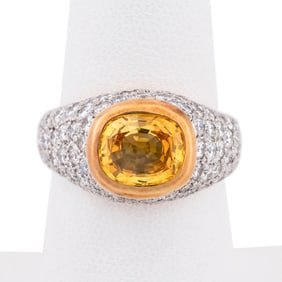 YELLOW SAPPHIRE & DIAMOND 18K YELLOW GOLD RING
