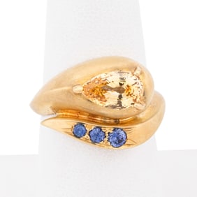 CEYLON YELLOW SAPPHIRE WITH BLUE SAPPHIRES