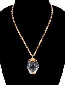 STEUBEN YG MOUNTED 'STRAWBERRY' ON 14K NECKLACE