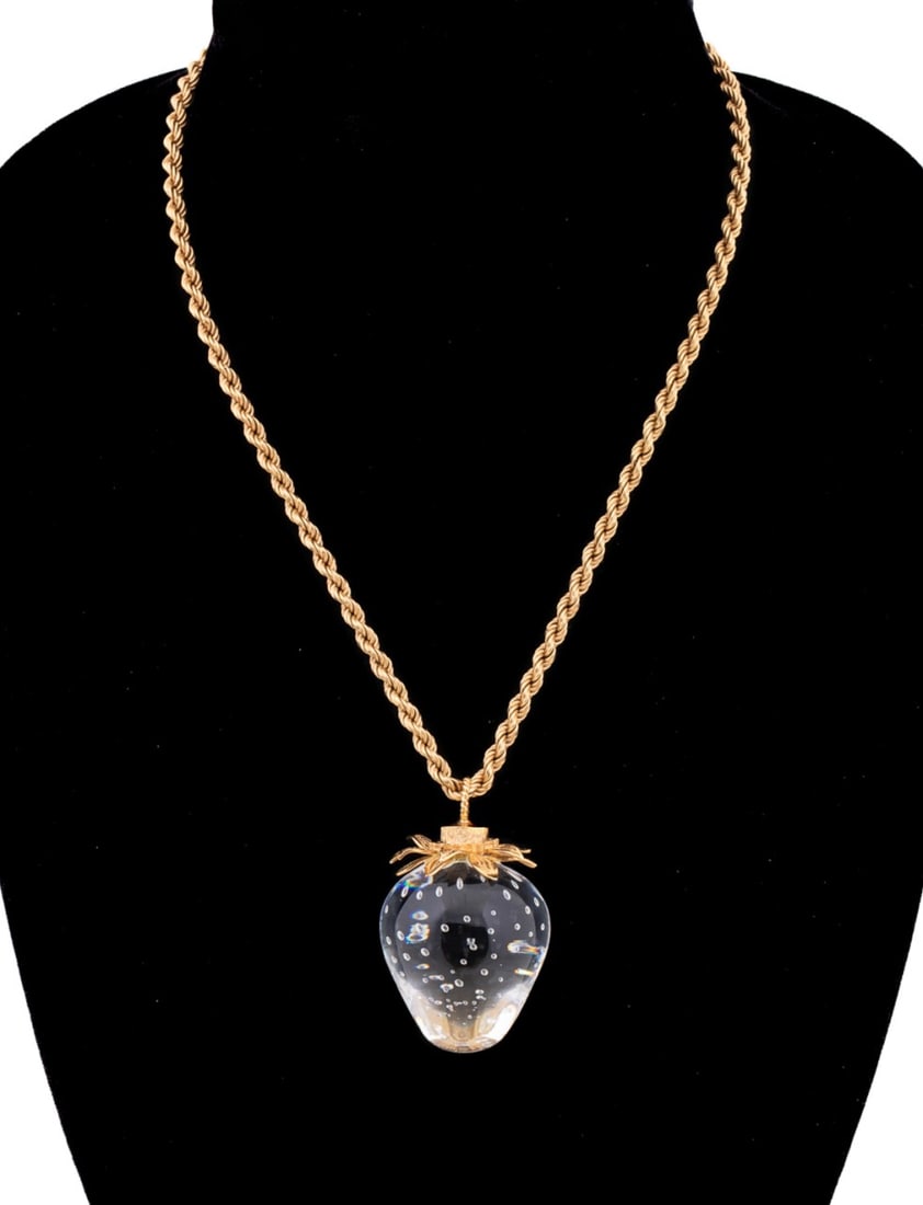 STEUBEN YG MOUNTED 'STRAWBERRY' ON 14K NECKLACE (1 of 7)