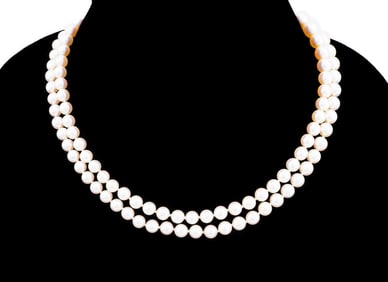 CULTURED PEARL, DIAMOND & 14K WG NECKLACE