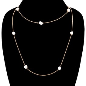 30" KESHI PEARL & 10K YG NECKLACE