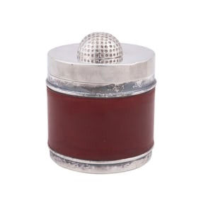 HERMES GOLF MOTIF PLATED & LEATHER CIGARETTE BOX