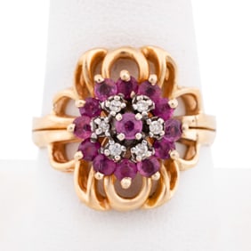 RUBY, DIAMOND & 14K YG RING