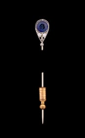 ART DECO SAPPHIRE & DIAMOND STICK PIN