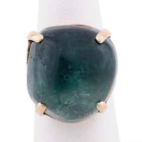 BLUE TOURMALINE & 10K GOLD RING