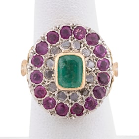 *MULTI-GEMSTONE, 18K & PLATINUM RING