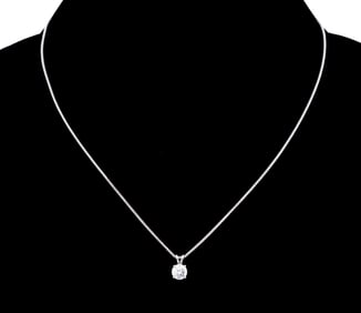 DIAMOND & 14K WHITE GOLD PENDANT W/ CHAIN