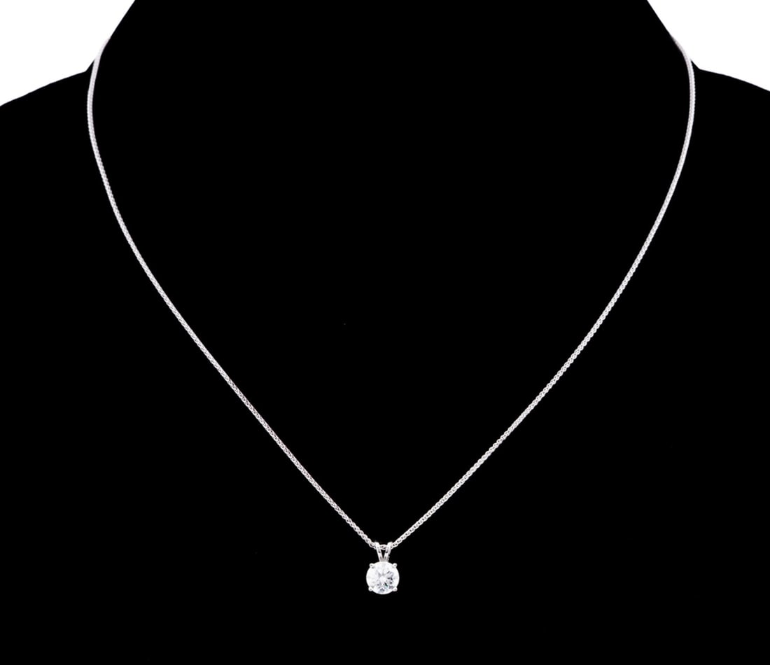 DIAMOND & 14K WHITE GOLD PENDANT W/ CHAIN (1 of 10)