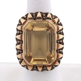 LARGE CITRINE, 14K & STERLING RING