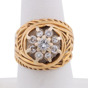 *14K & DIAMOND CLUSTER RING